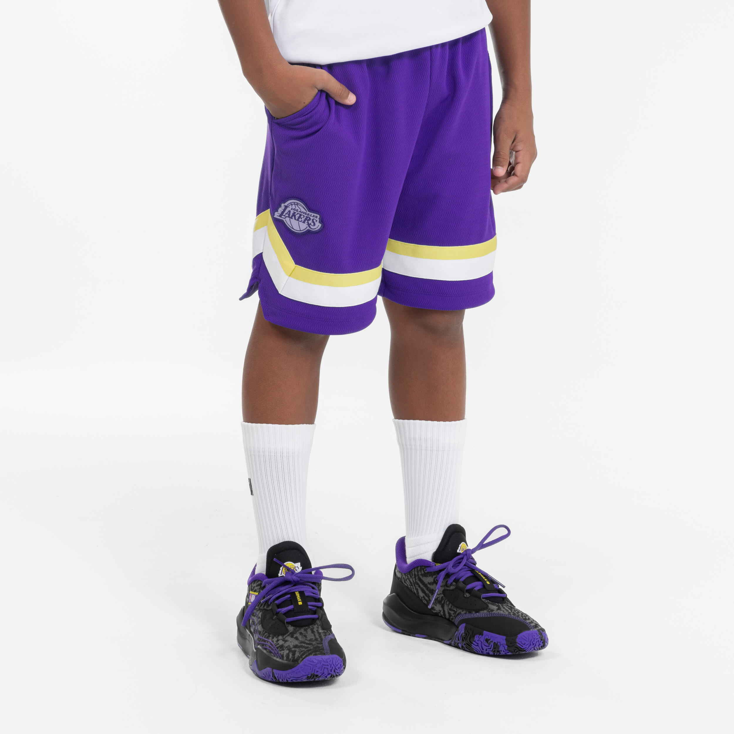 short de basketball nba lakers - enfant - sh 900 jr violet - tarmak