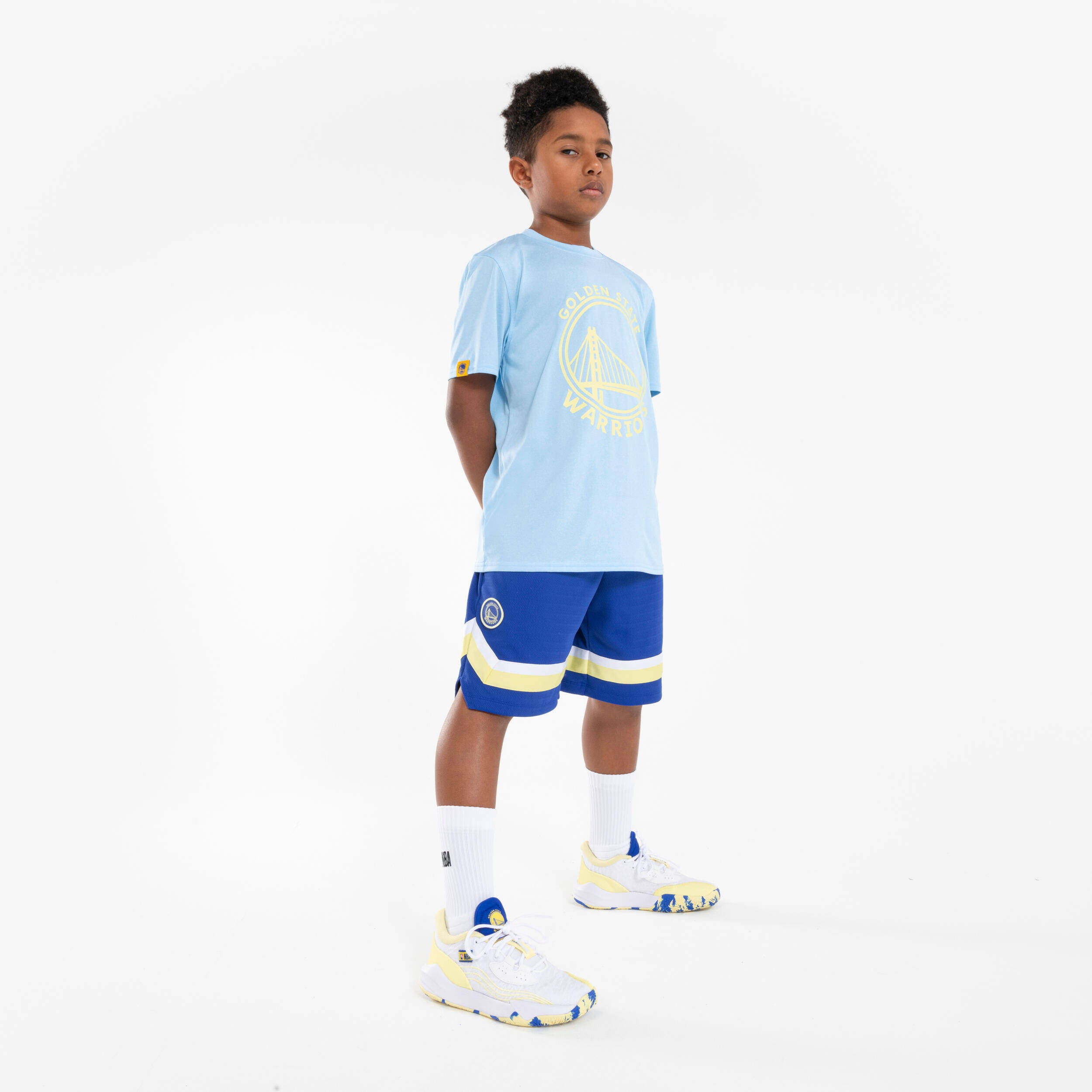 Kids' Basketball Shorts SH 900 NBA Warriors - Blue -  3