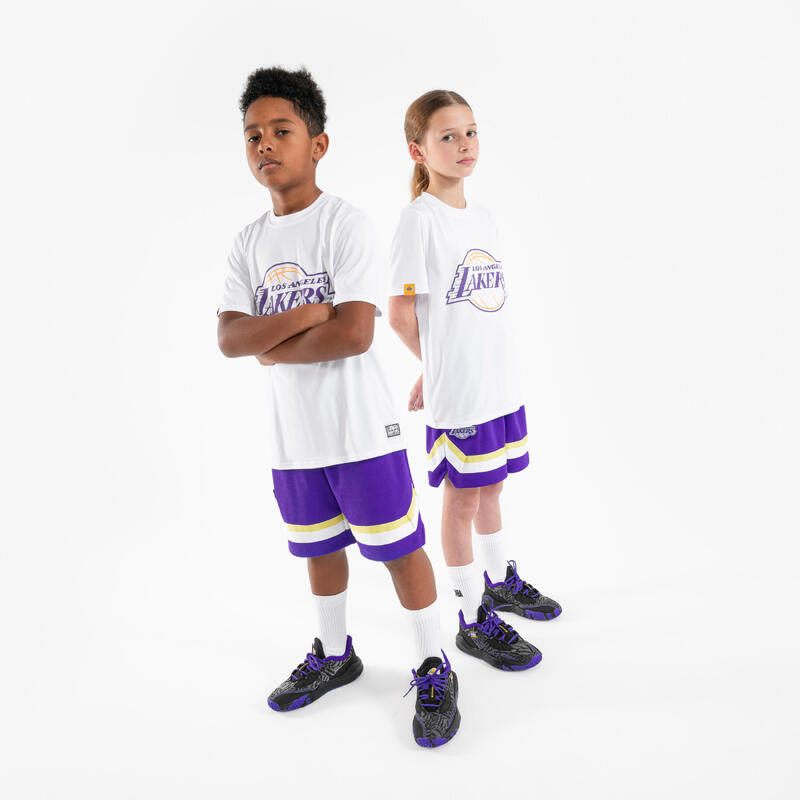 兒童款籃球 T 恤 900 NBA 湖人隊 - 白色