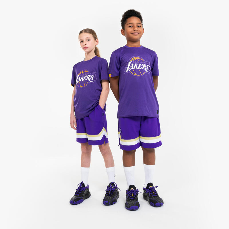 Basketbal-T-shirt voor kinderen TS 900 NBA Lakers paars