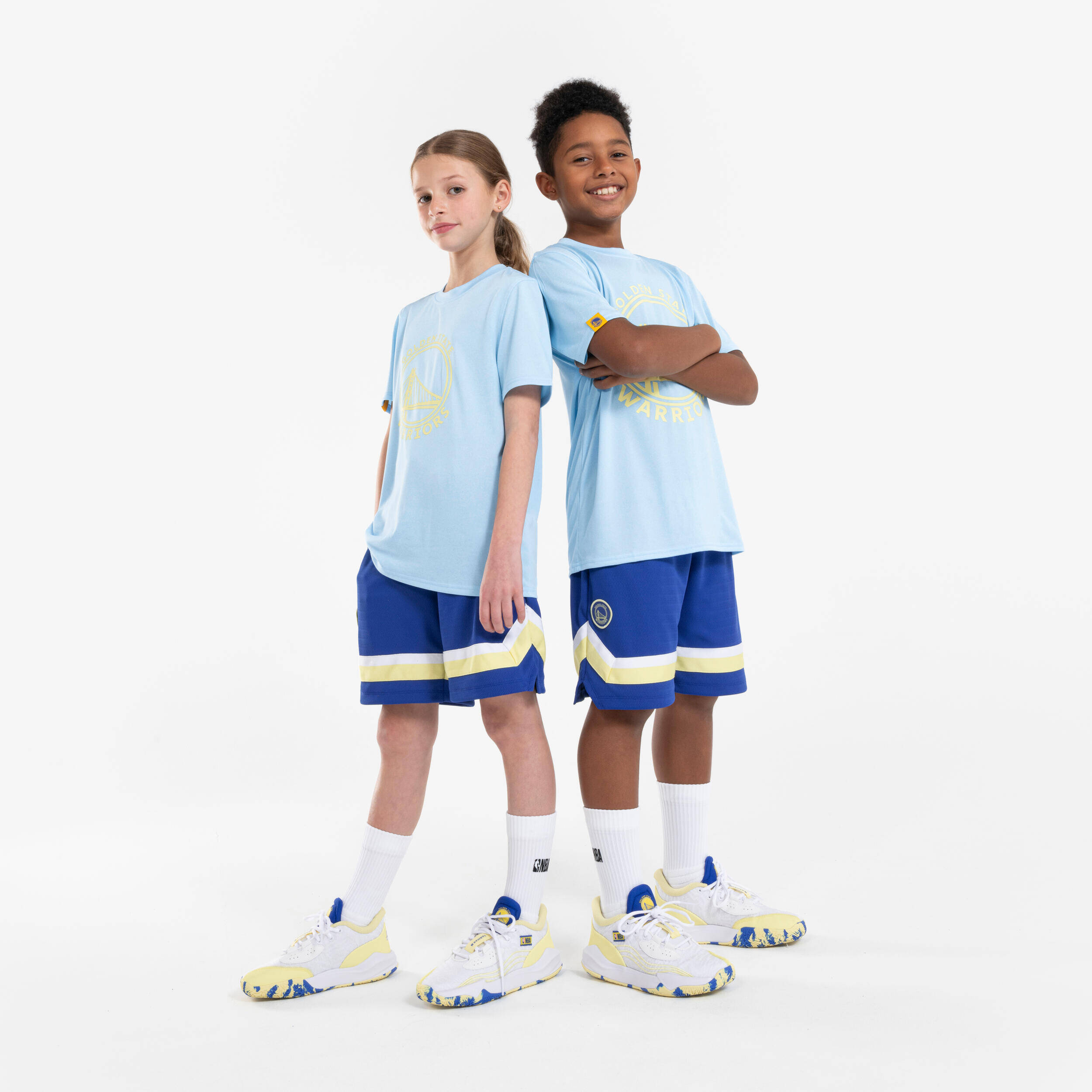 Kids' Basketball Shorts SH 900 NBA Warriors - Blue -  2