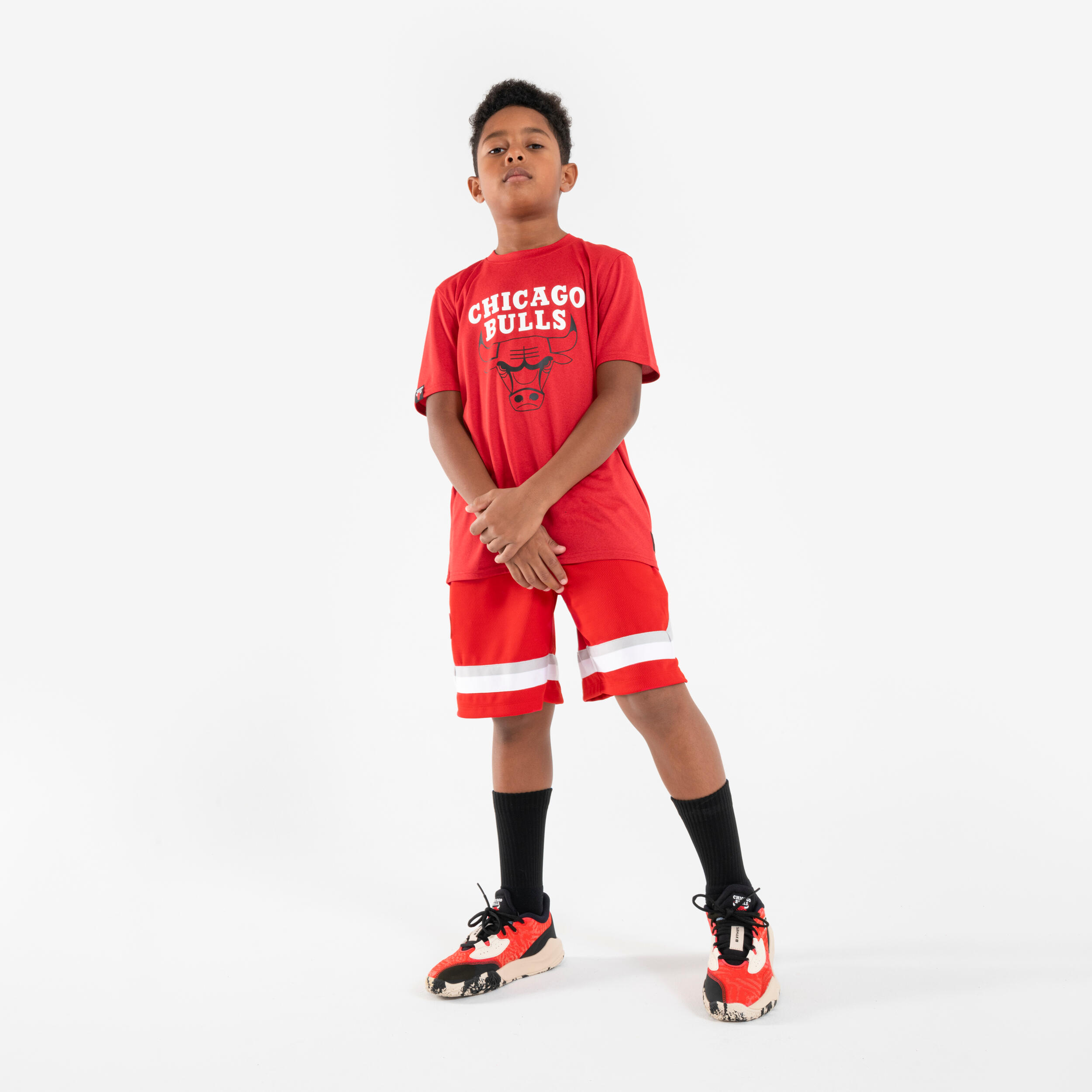 Kids' Basketball Shorts SH 900 NBA Chicago Bulls - Red 3/6
