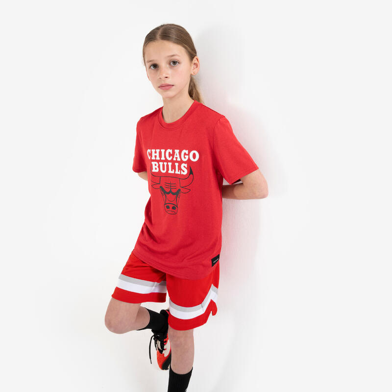 Basketbalshort voor kinderen SH 900 NBA Chicago Bull rood