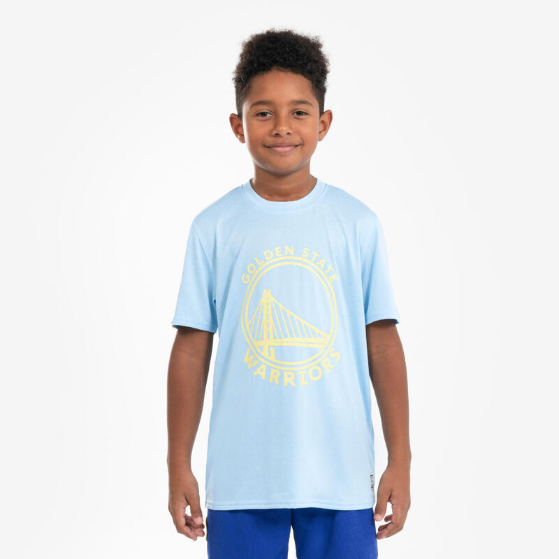 Basketbalshirt voor kinderen TS 900 NBA Warriors blauw