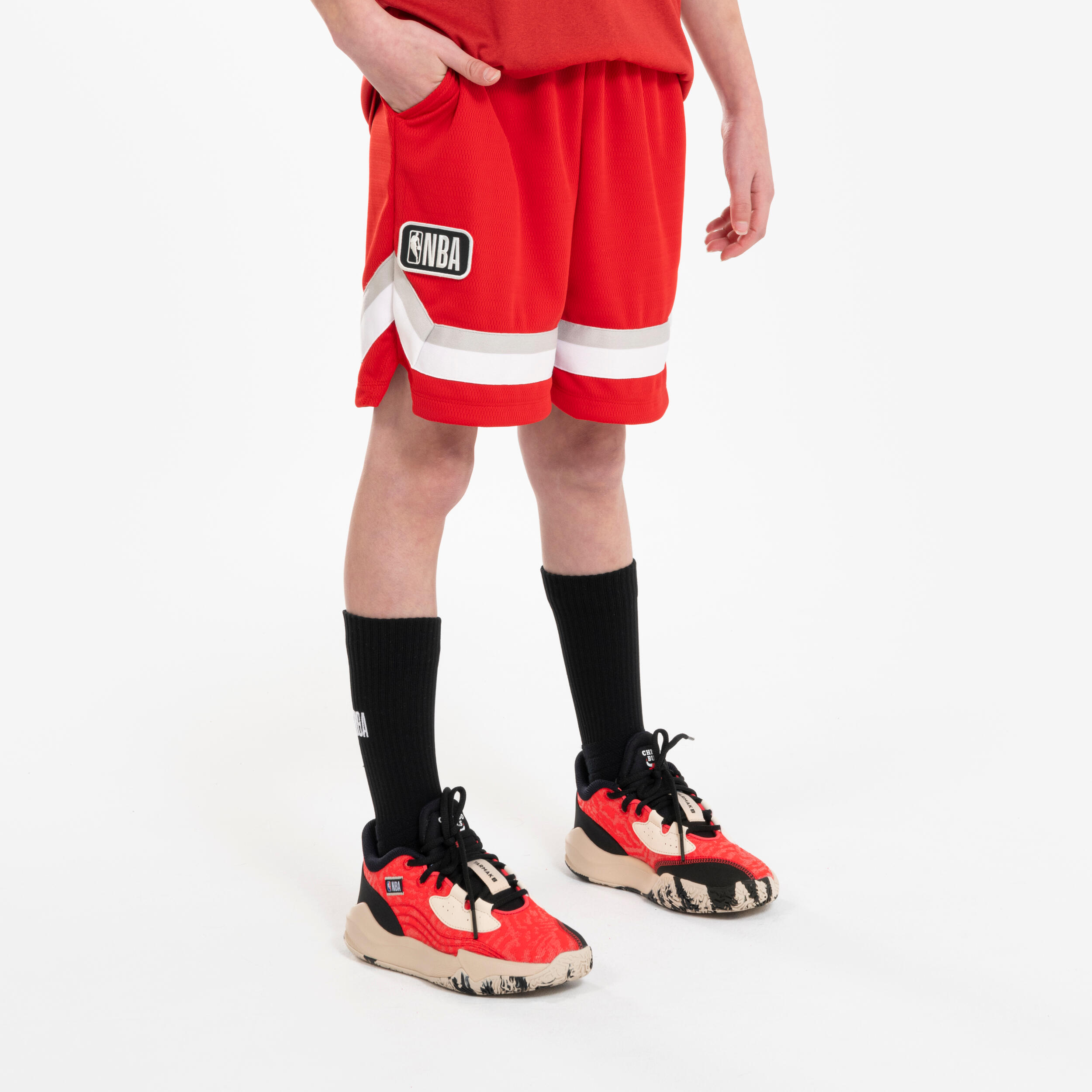 Kids' Basketball Shorts SH 900 NBA Chicago Bulls - Red 1/6