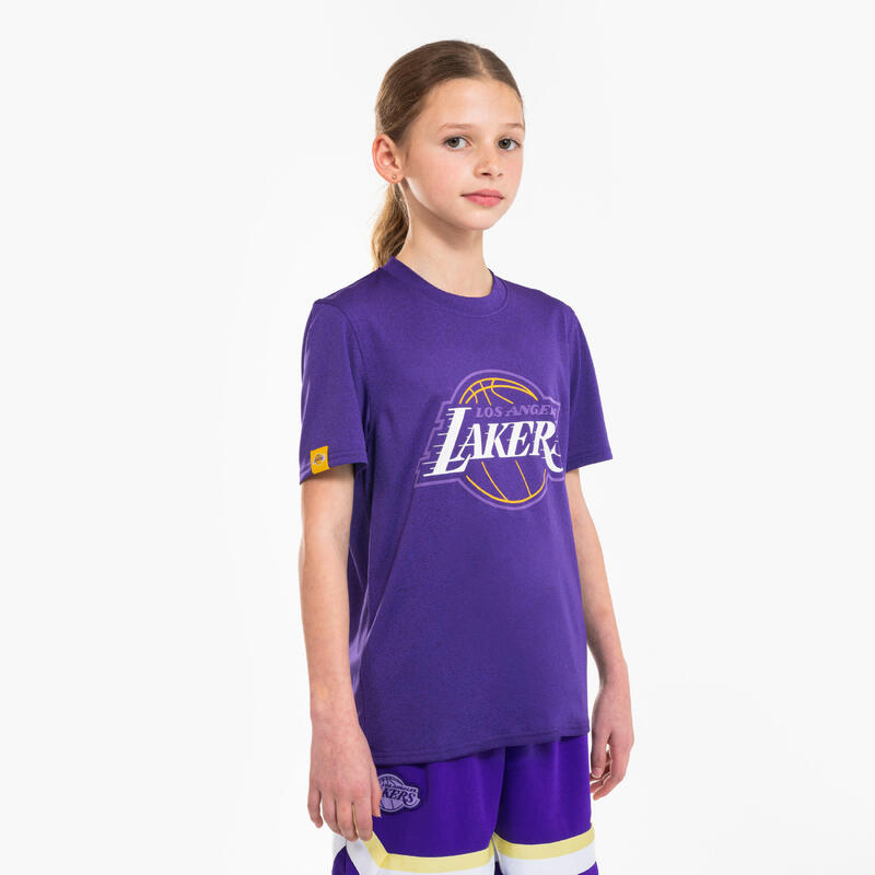 Basketbal-T-shirt voor kinderen TS 900 NBA Lakers paars