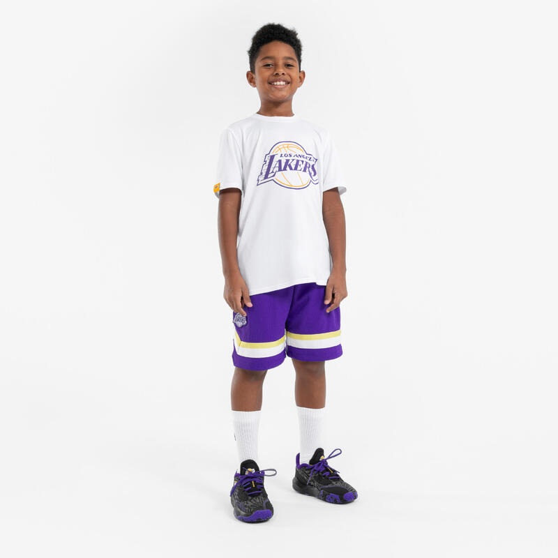 兒童款籃球 T 恤 900 NBA 湖人隊 - 白色