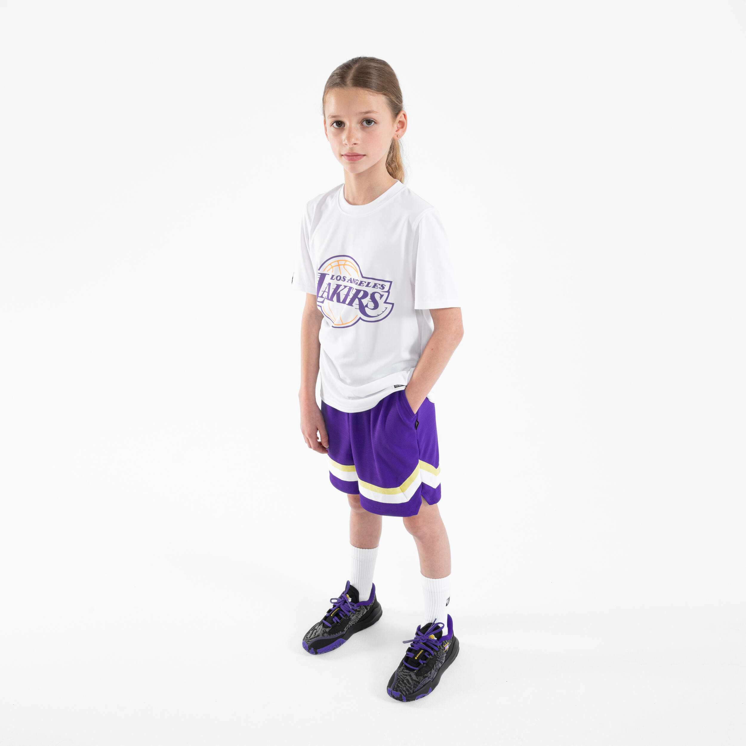 Kids' Basketball Shorts SH 900 NBA Lakers - Purple 4/6