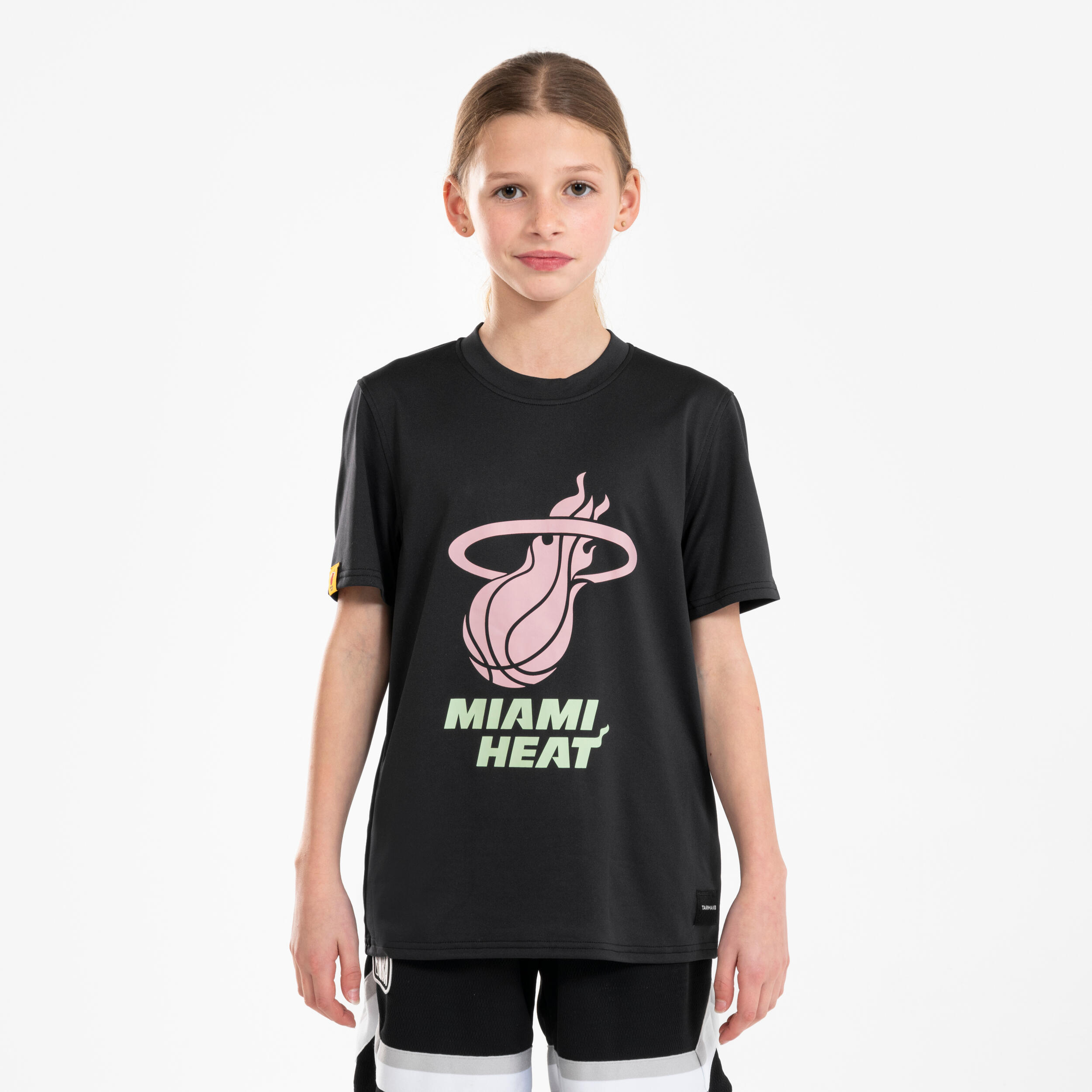 TARMAK Detské basketbalové tričko TS 900 NBA Miami Heat čierne 7-8 r (123-130 cm) · záber 4