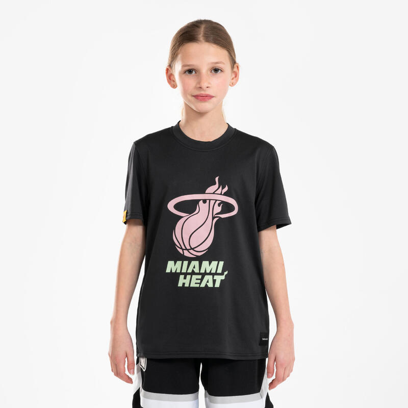 Kinder Basketball Shirt kurzarm NBA Miami Heat - TS 900 schwarz