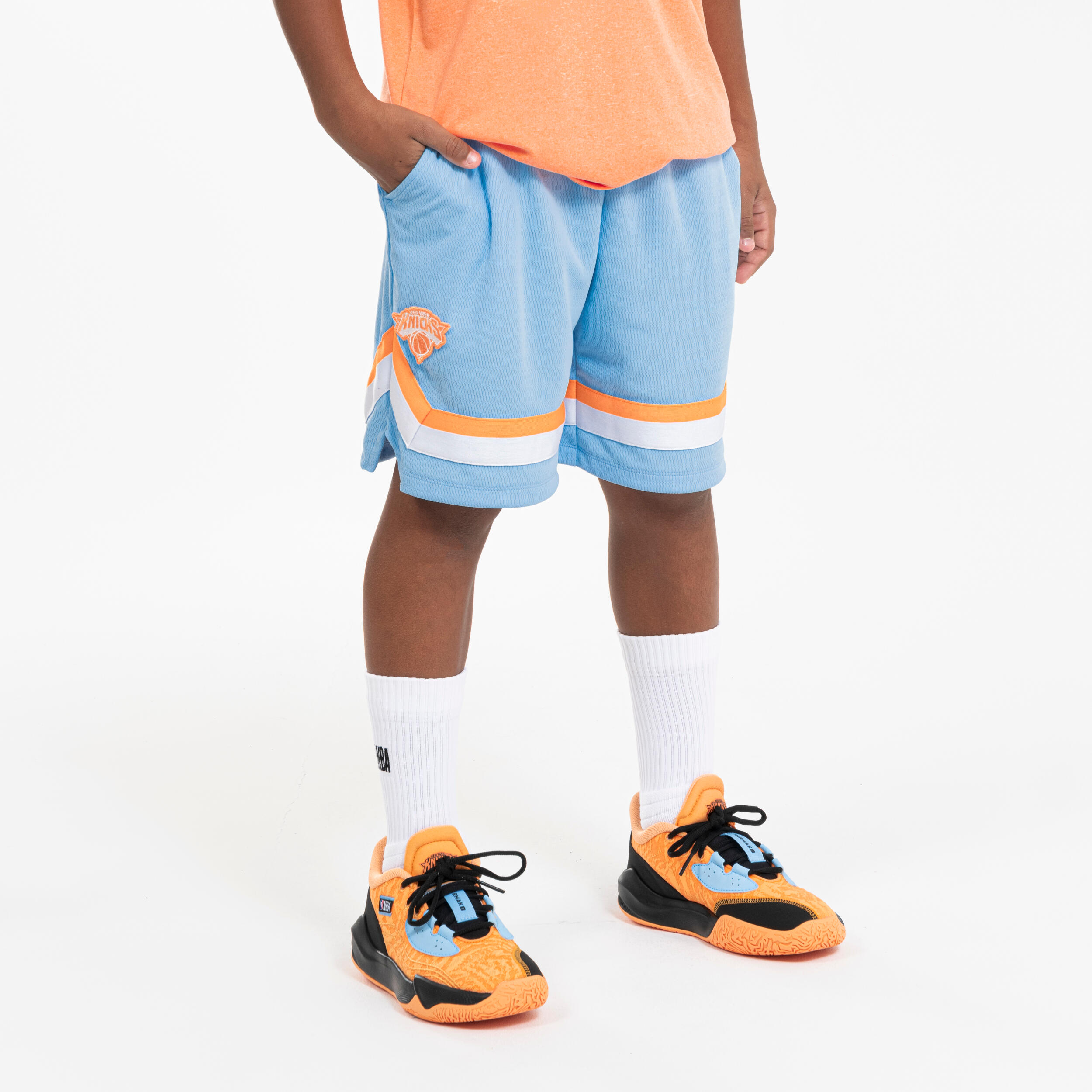 Kids' Basketball Shorts SH 900 NBA Knicks - Blue 1/6