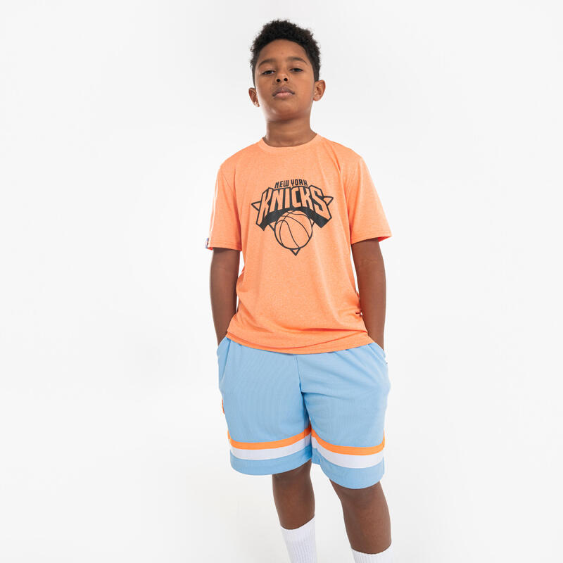 New York Knicks basketbalshort kind SH 900 NBA lichtblauw