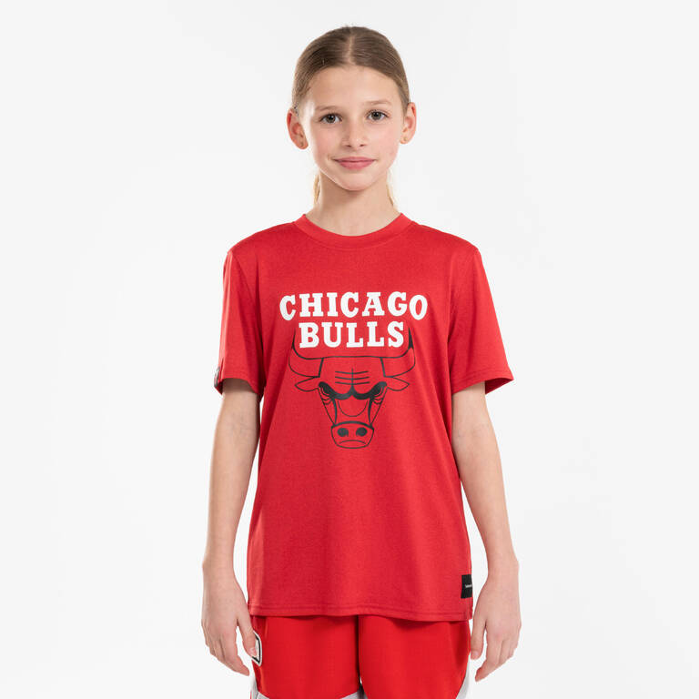 អាវយឺតបាល់បោះកុមារ TS 900 NBA Chicago Bulls - ក្រហម