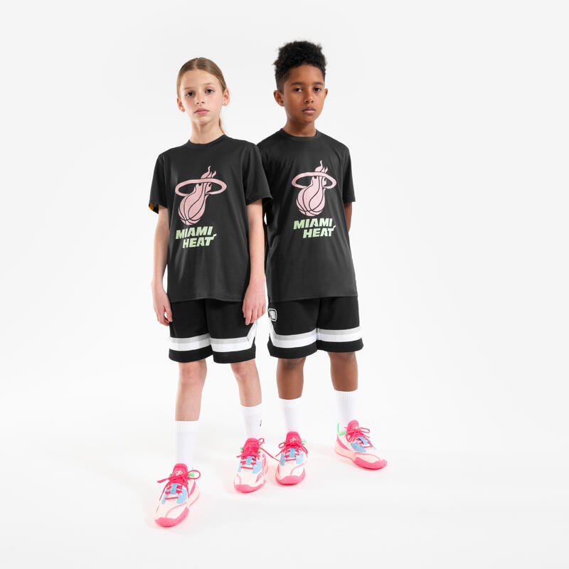 Basketbal-T-shirt voor kinderen TS 900 NBA Miami Heat zwart