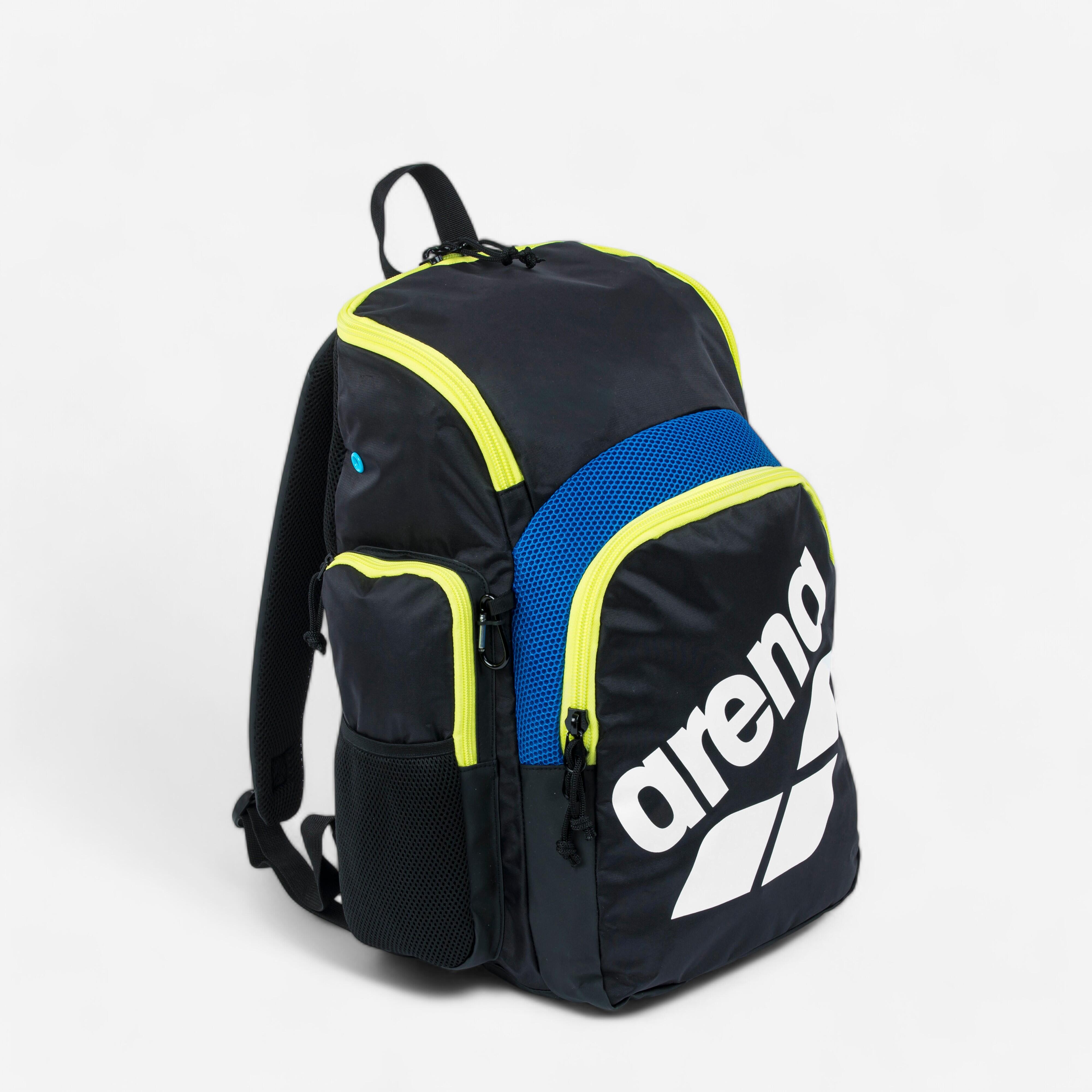 Swimming Backpack 35L ARENA SPIKY III Black Yellow Decathlon