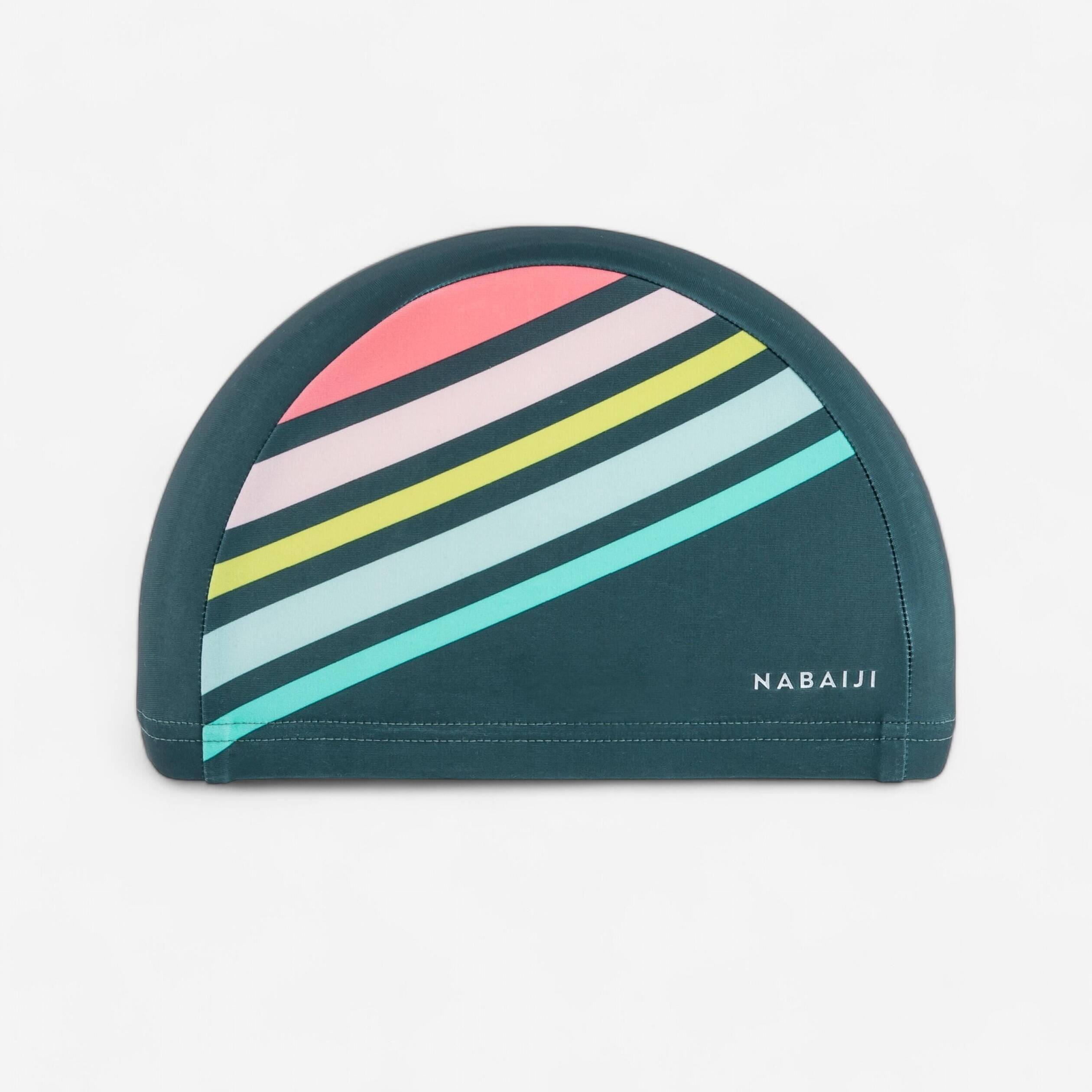 Adult Swimming Cap Mesh Printed Fabric Khaki Race Pink