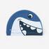 Kids Swim Cap Coated Mesh Printed Fabric Shark Blue