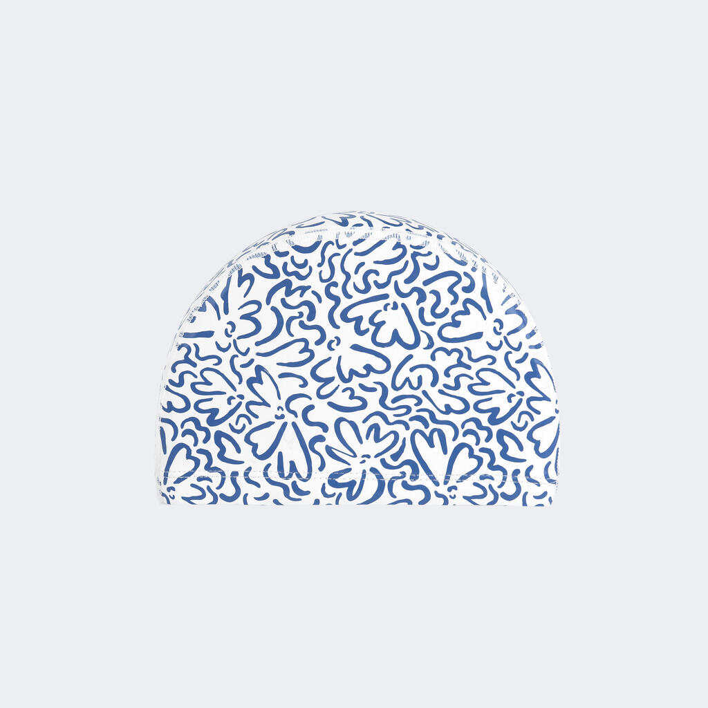 Dengto tinklinio audinio kepuraitė „Ondu“ su raštu, M dydžio, balta, mėlyna