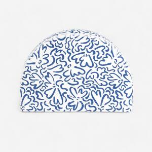 Coated Mesh Swim Cap Printed Fabric Size M Ondu White Blue