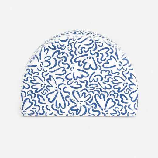 
      GORRO NATACIÓN BLANCO AZUL ESTAMPADO ONDU PUNTO REVESTIDO TALLA M
  