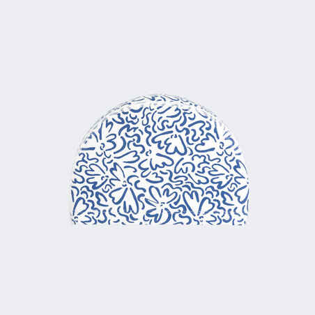Belo-modra premazana mrežasta plavalna kapa s potiskom, velikost M