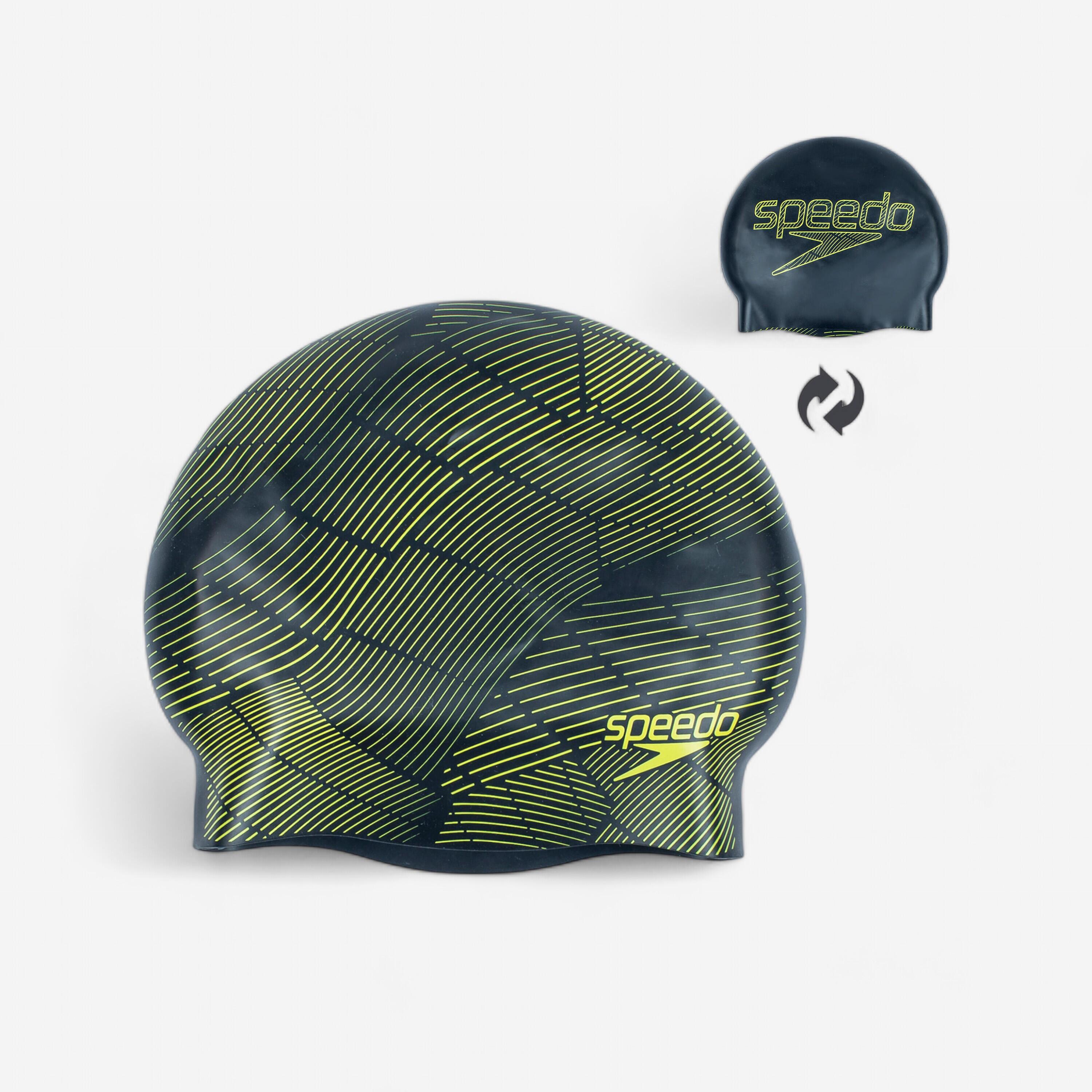 SPEEDO Omkeerbare siliconen badmuts DRIZZLE zwart geel