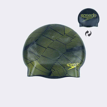 Speedo kahepoolne silikoonist ujumismüts Drizzle, must/kollane