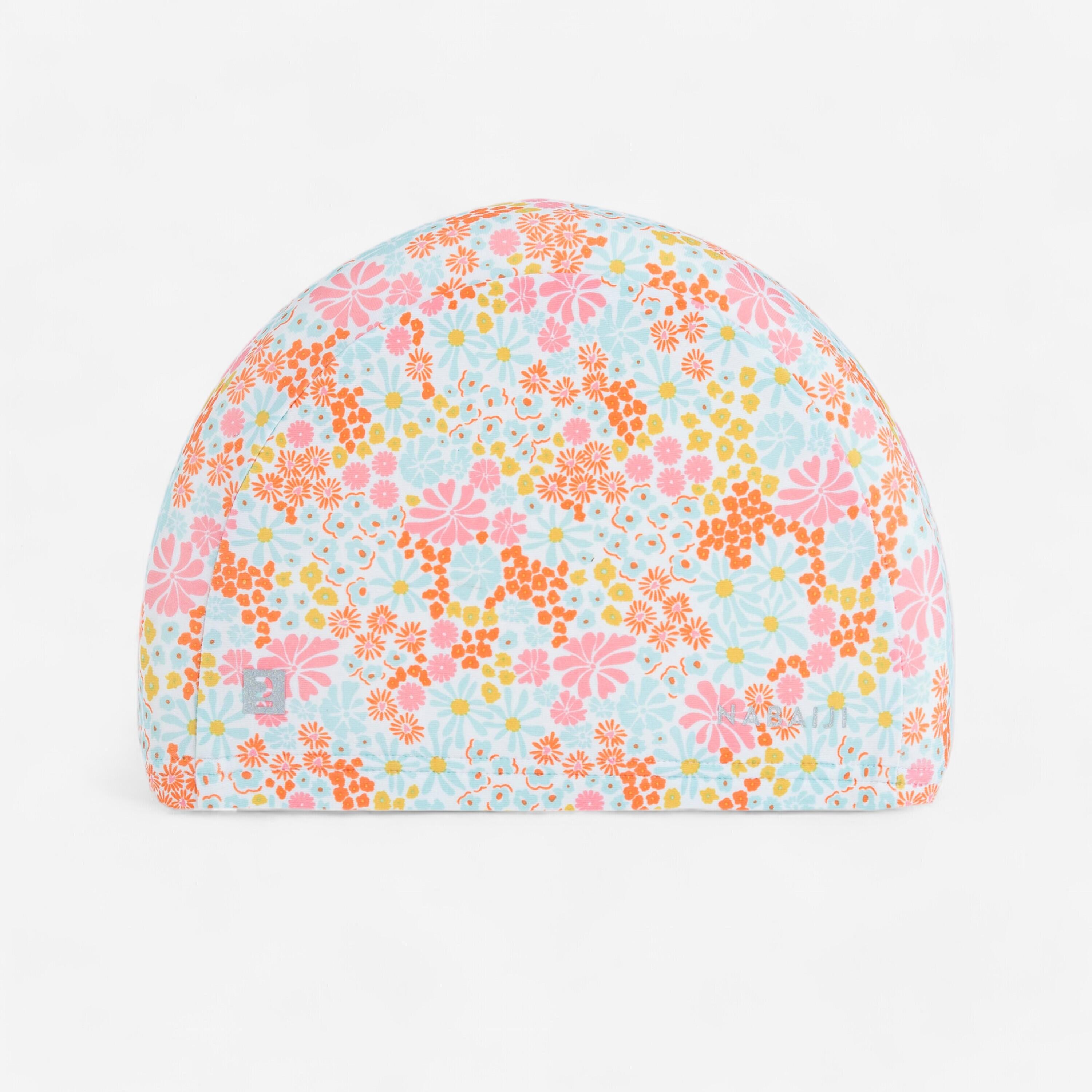 Mesh Swim Cap - Printed Fabric - Size S - Pink Pantai