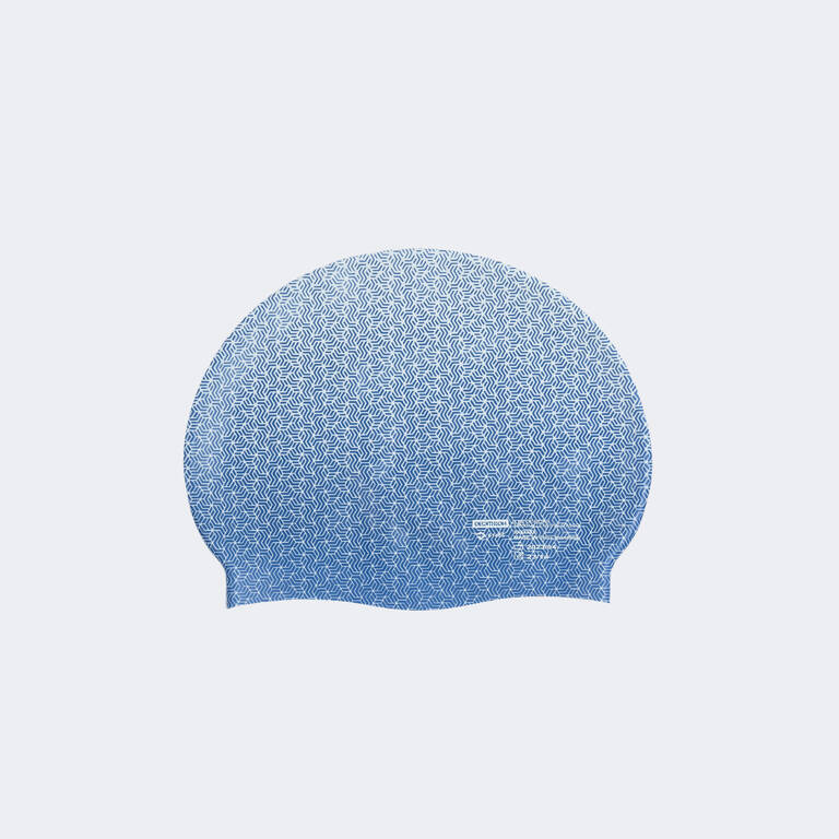 Topi renang SILIKON - Satu ukuran - Geo Putih Biru