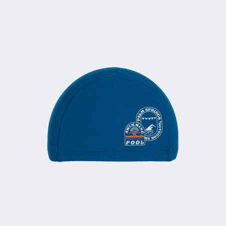 Tinklinio audinio plaukimo kepuraitė, raštuota medžiaga, S dydis, mėlyna