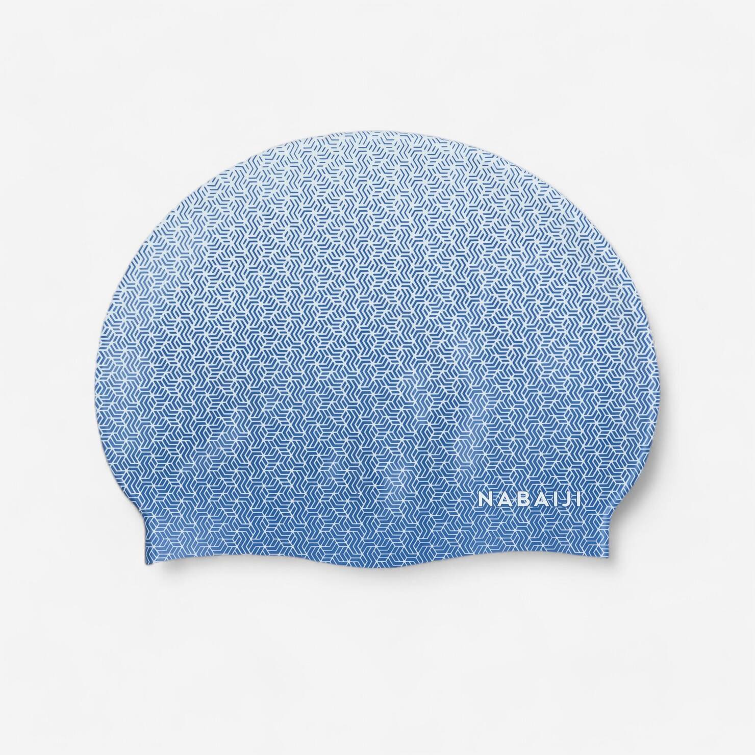 Adult Swimming Cap Silicone 56-60 cm Geo White Blue