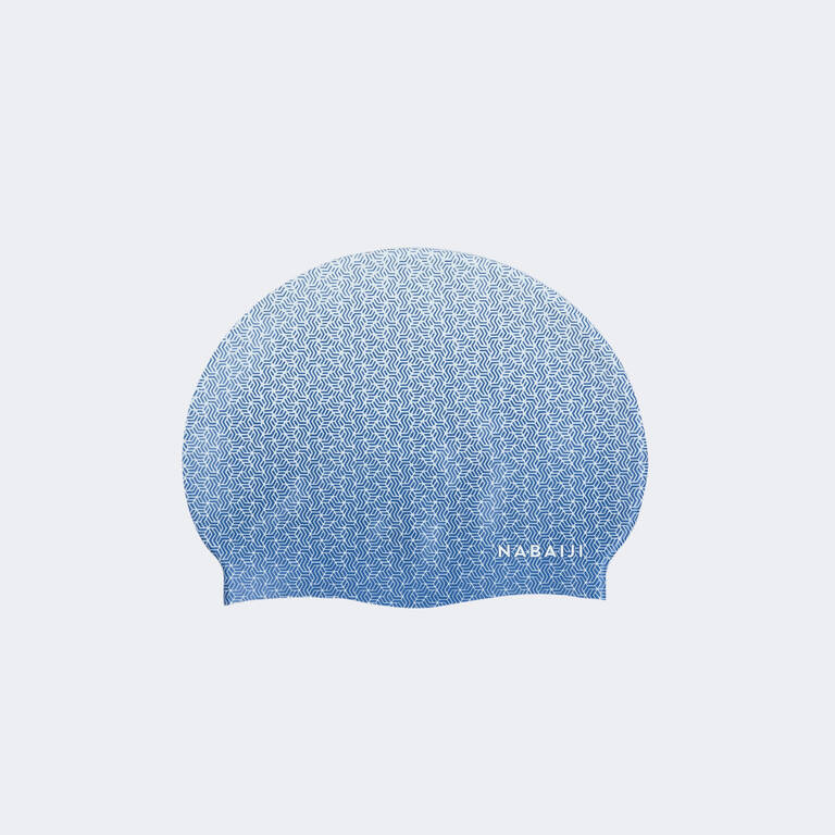 Adult Swimming Cap Silicone 56-60 Cm Geo White Blue