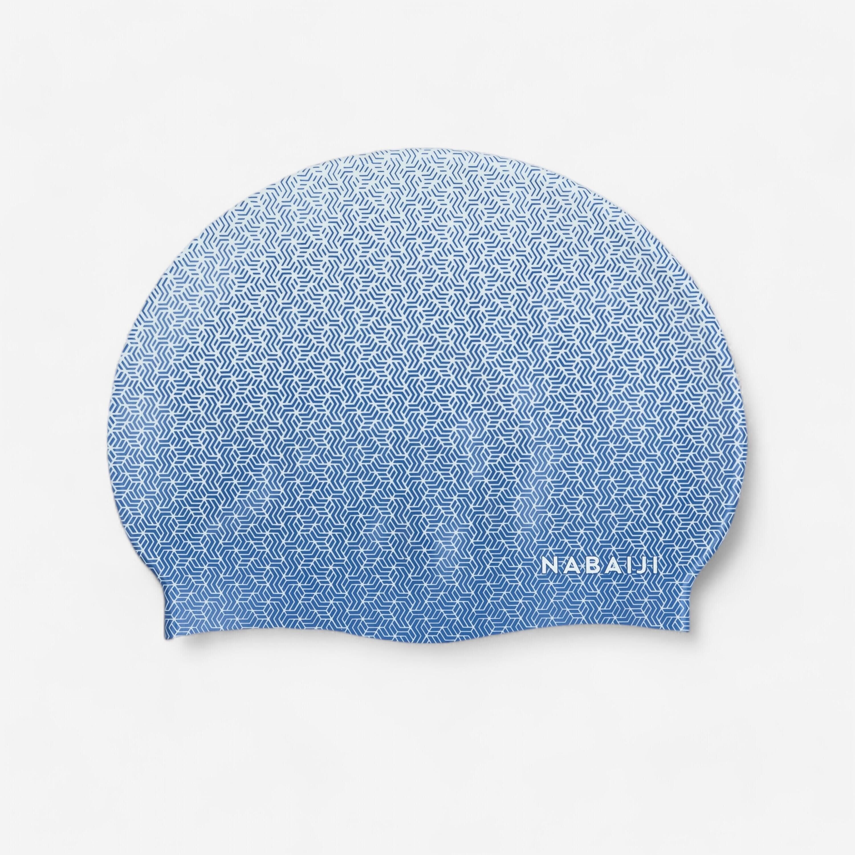 NABAIJI SILICONE swim cap - One size - Geo White Blue