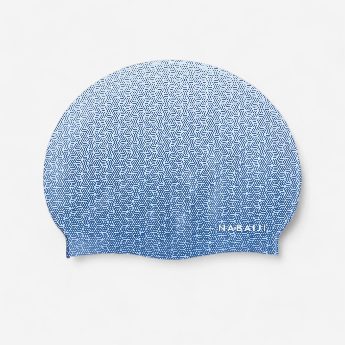 Topi renang SILIKON - Satu ukuran - Geo Putih Biru