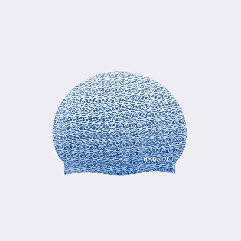 SILICONE swim cap - One size - Geo White Blue