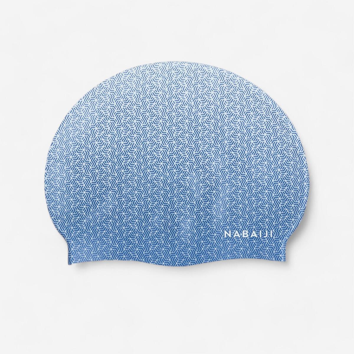 Bonnet de bain en silicone - taille unique - geo blanc bleu