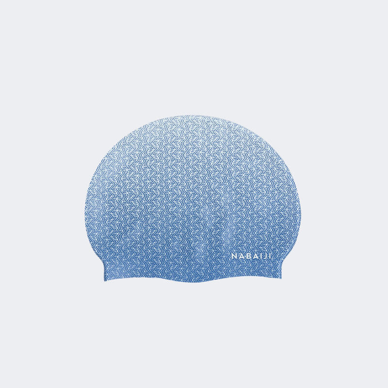 Bonnet de Bain en Silicone - Taille Unique - Geo Blanc Bleu