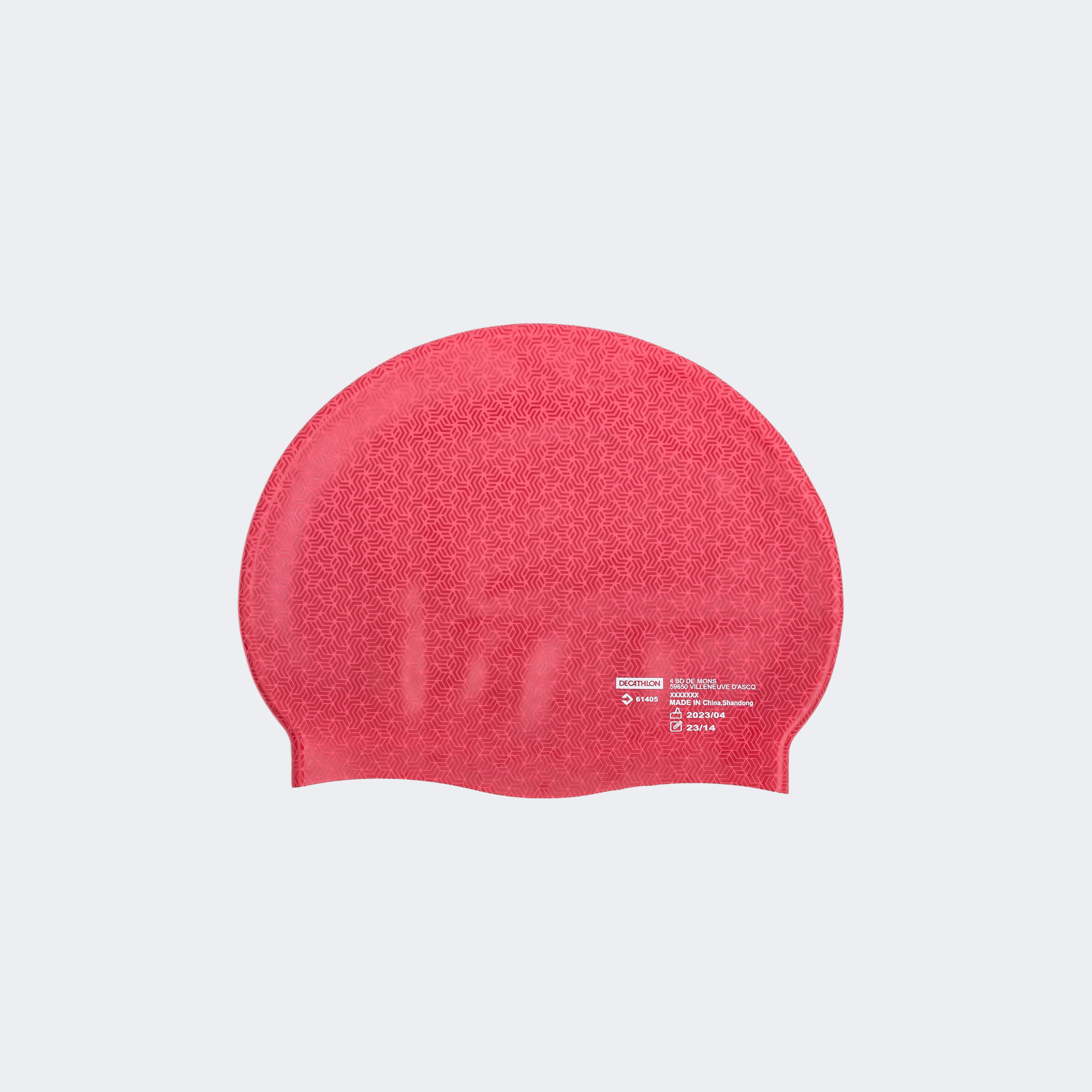 Adult Swimming Cap Silicone 56 60 Cm Geo Red Pink