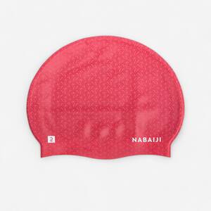 Adult Swimming Cap Silicone 56 60 Cm Geo Red Pink