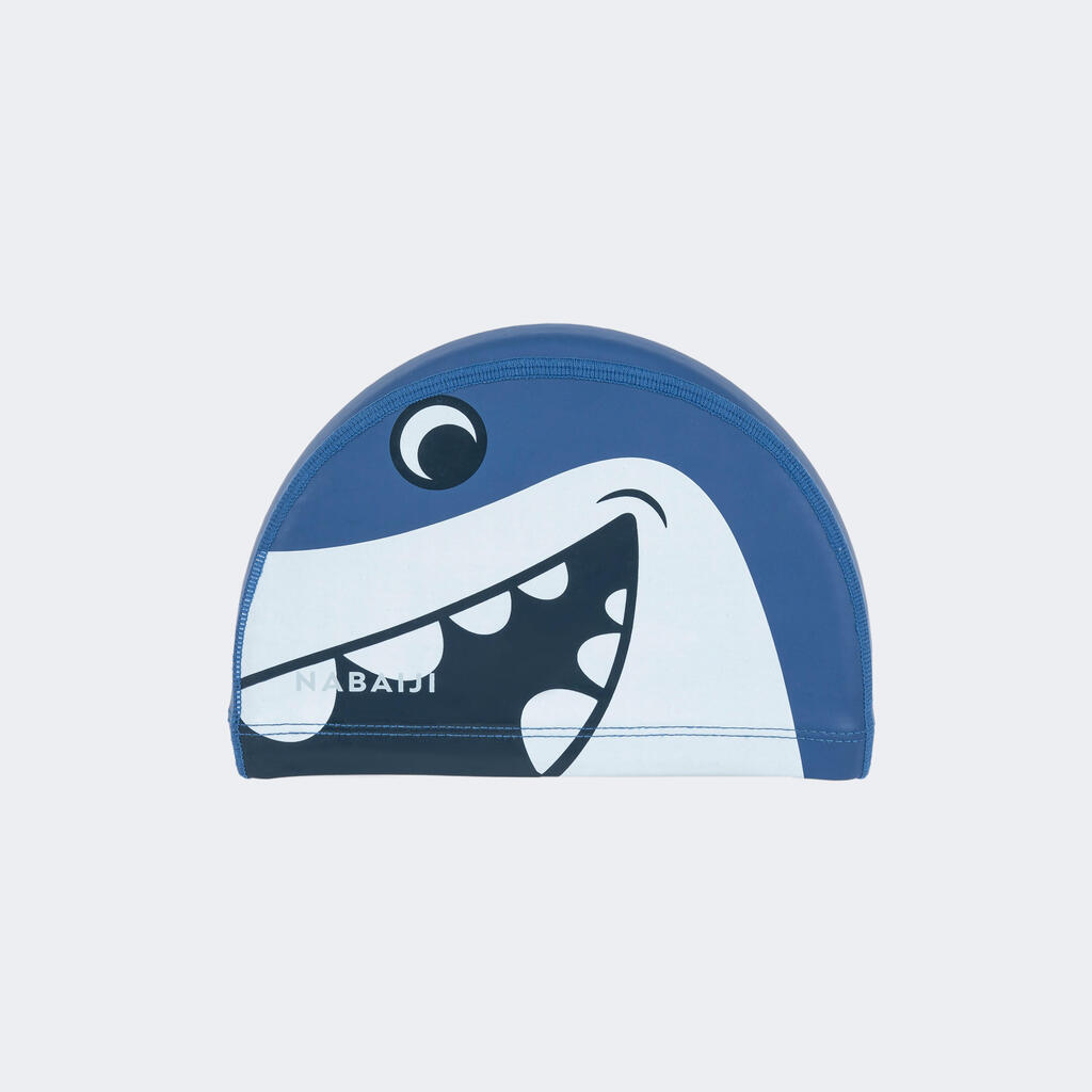 Bonnet de bain en maille enduite - tissu imprimé - taille s - bleu shark