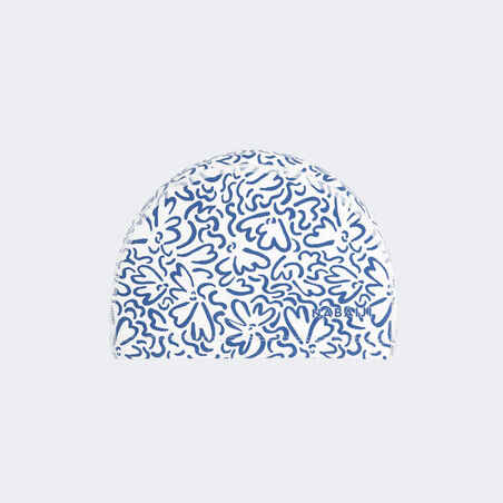 Coated mesh swim cap - Printed fabric - Size m - Ondu white blue