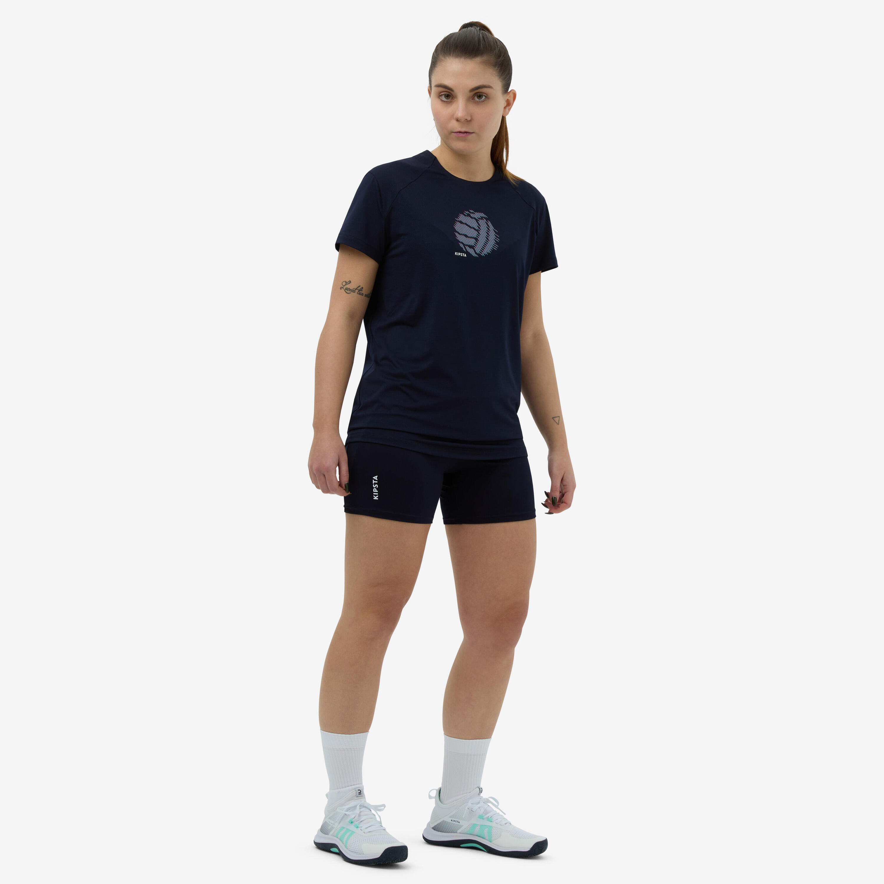 Women's Volleyball Shorts VSH500 - Navy 3/4