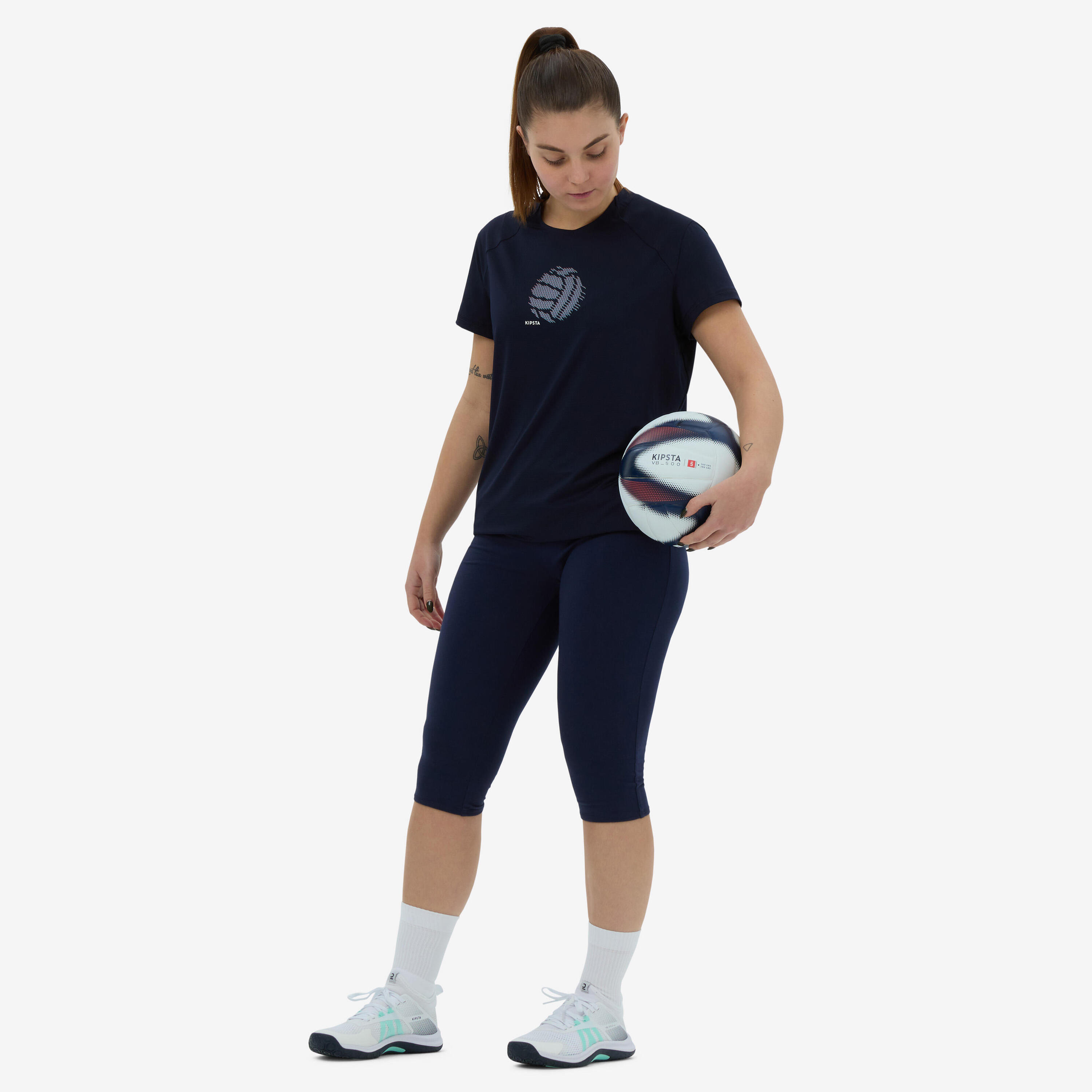 Women's Cotton Volleyball Leggings - Blue 2/4