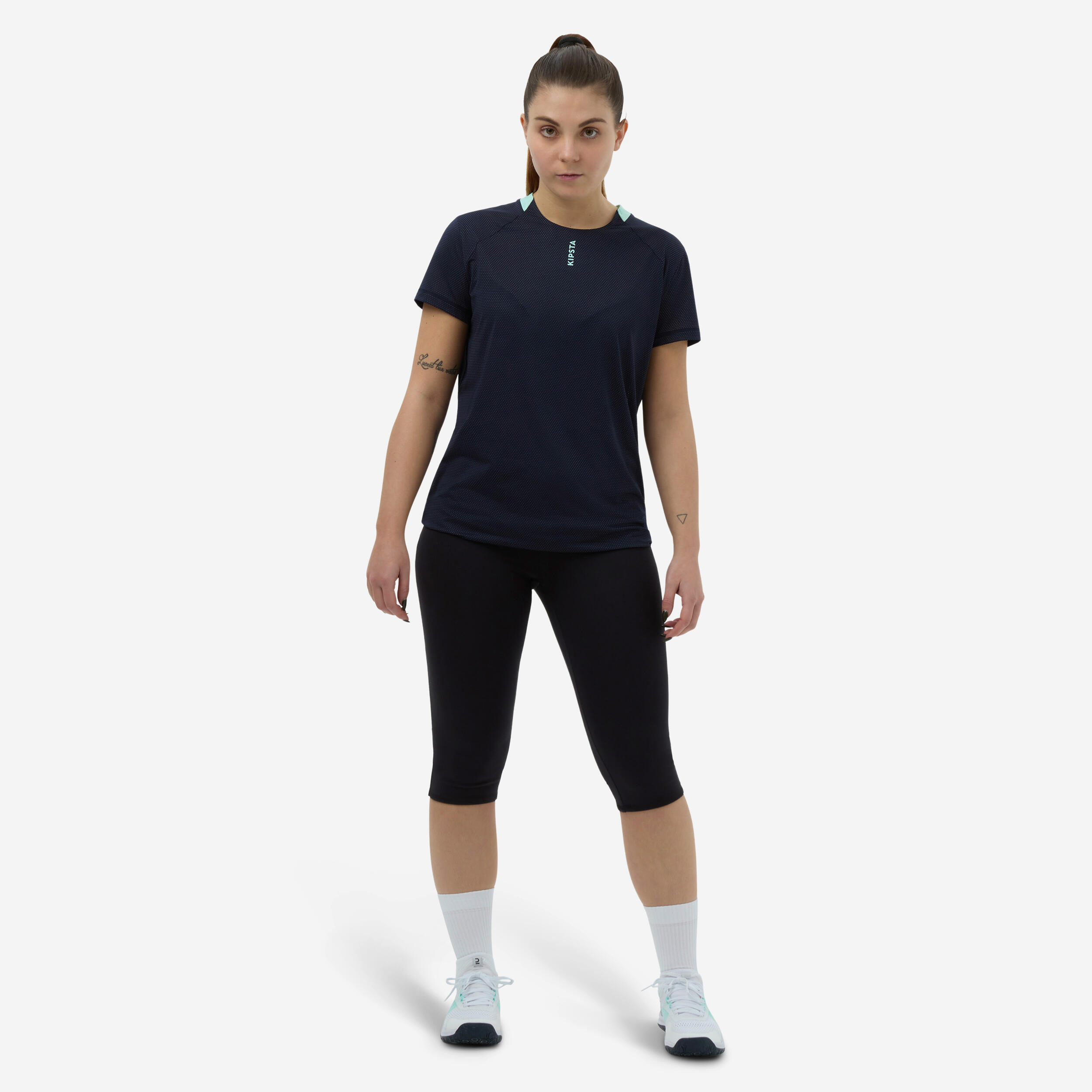 Women's Cotton Volleyball Leggings - Black 1/4