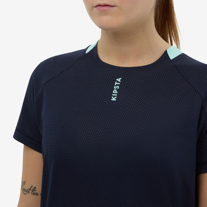 Trainingsshirt voor volleybal voor dames blauw/groen