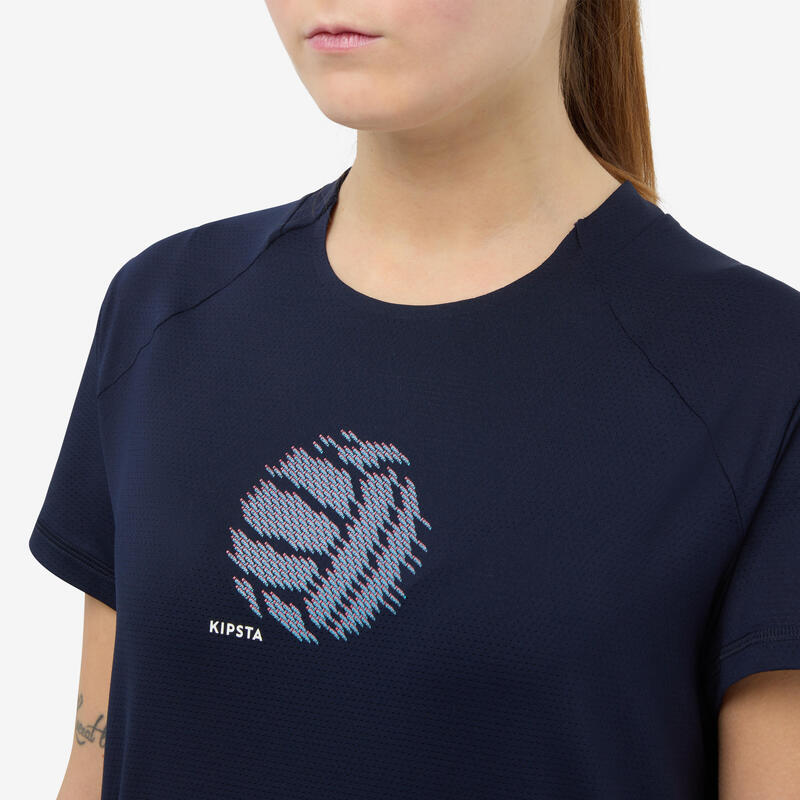 Trainingsshirt voor volleybal voor dames marineblauw