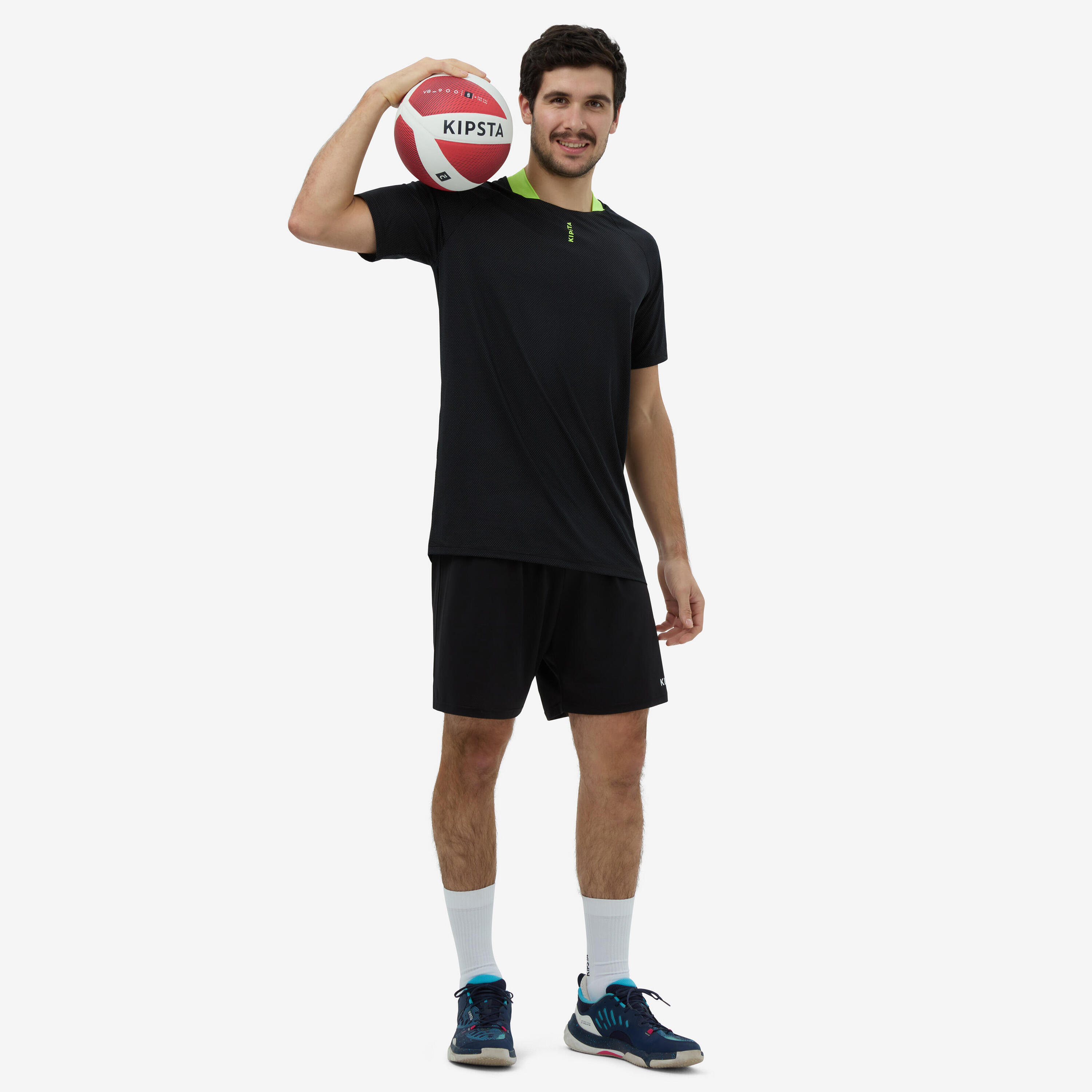 Maglia pallavolo uomo VTS TRAINING nero-verde 3/4