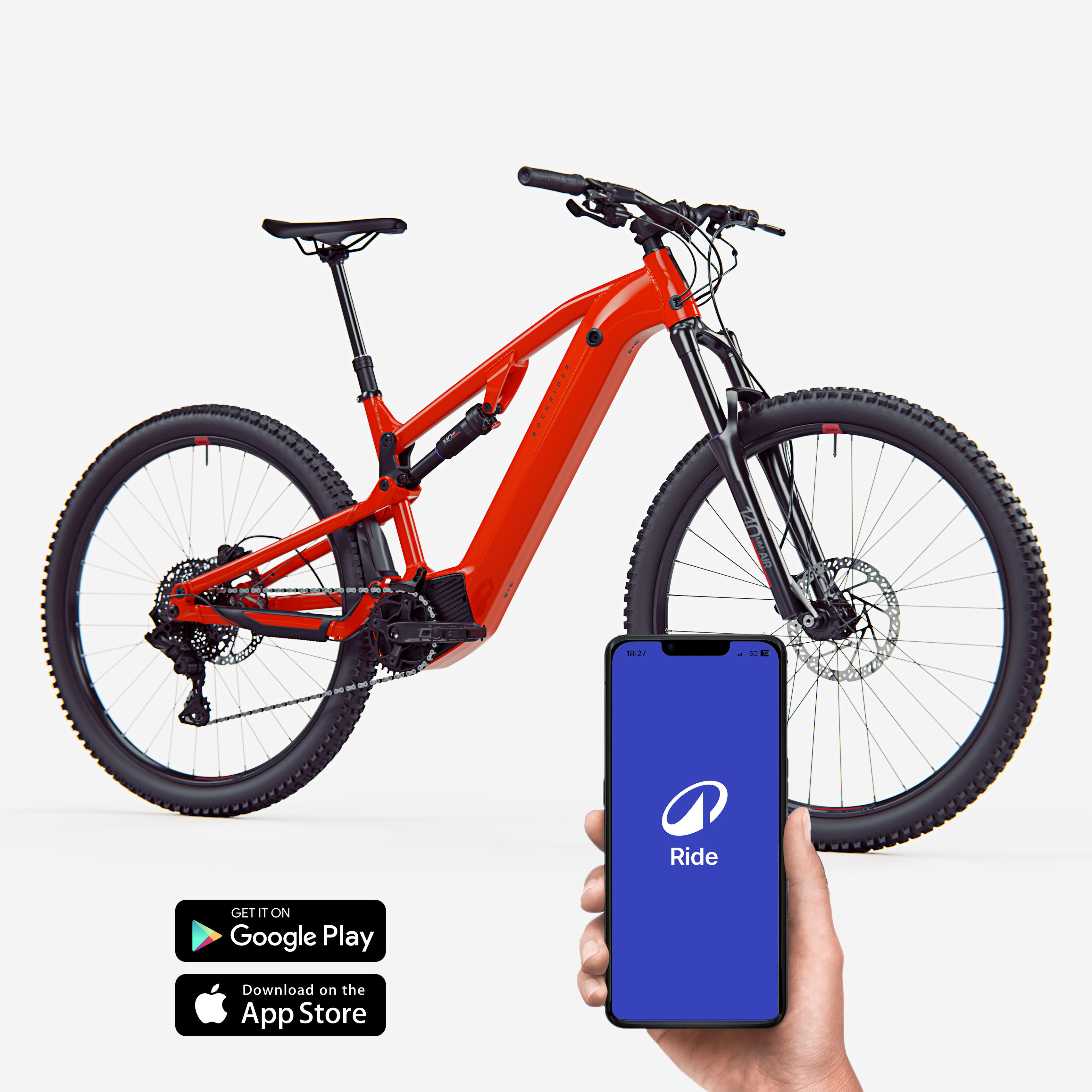 Velo VTT electrique tout suspendu 29 E EXPL 520 S Rouge vif ROCKRIDER Decathlon