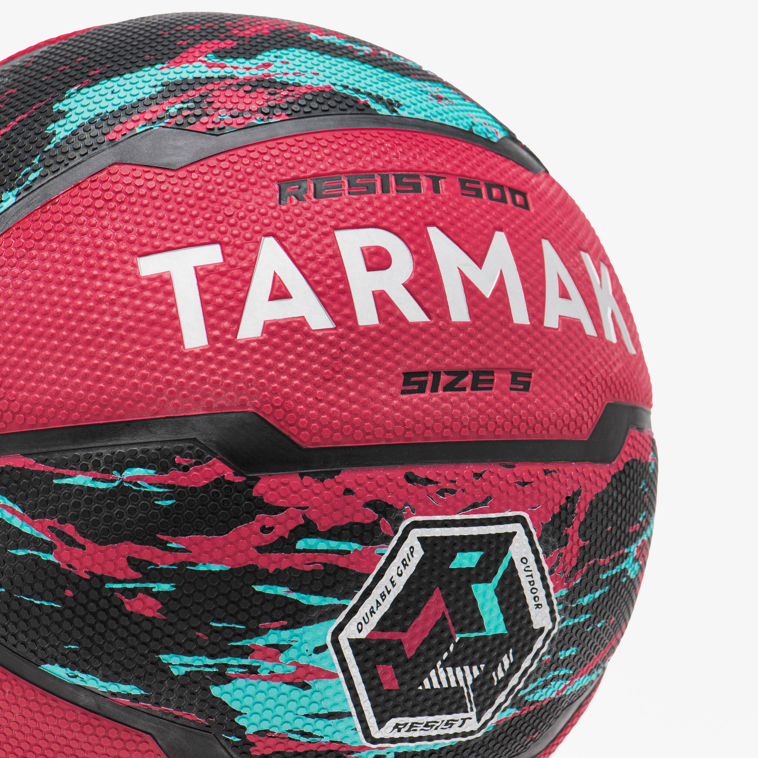 Size 5 Basketball R500 - Red/Black/Turquoise -  3