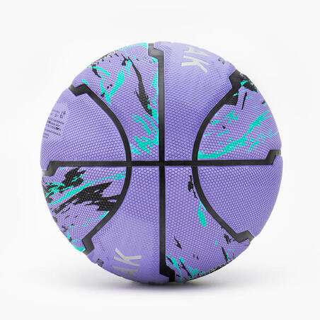 Ljubičasto-tirkizna lopta za košarku R500 (veličine 6)